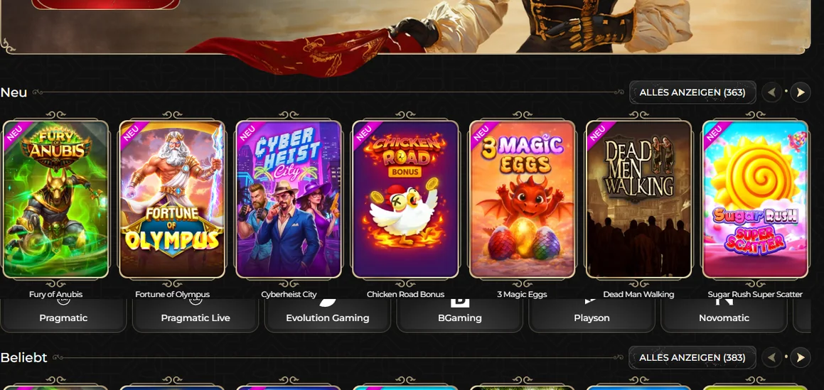 Browse neue Spielautomaten